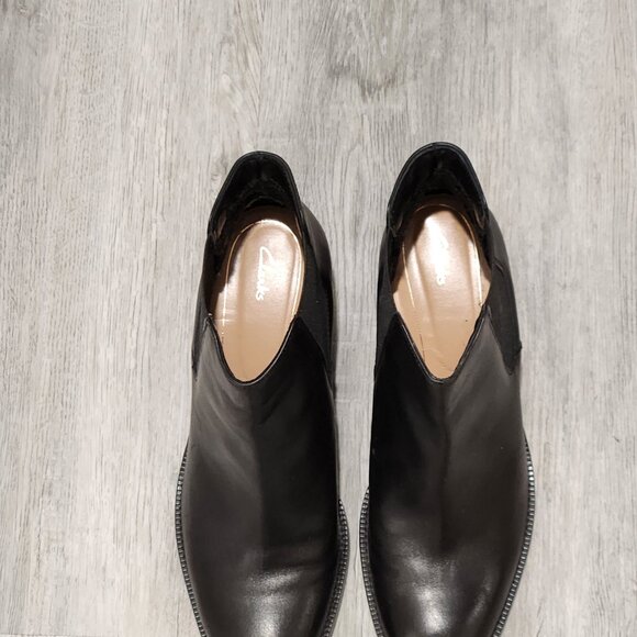 Clarks Mascarpone Bay Ankle Boot Black Leather Size 9.5M - Picture 5 of 5